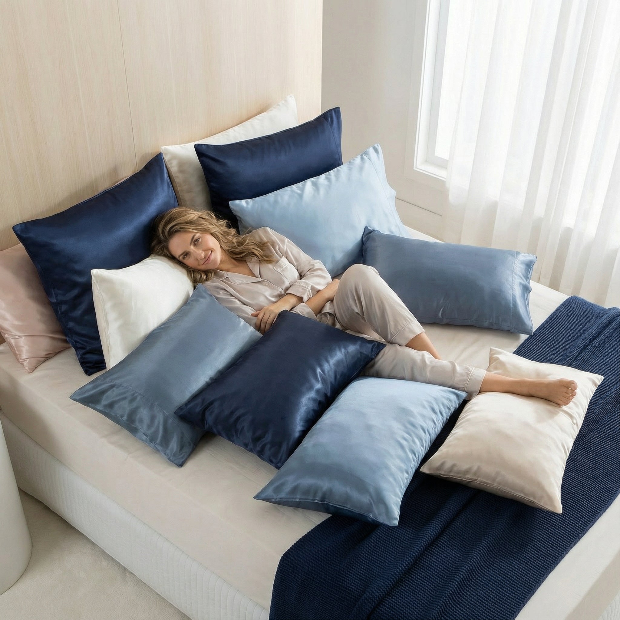 Silk Serenity Pillow Set - Imperial Blue